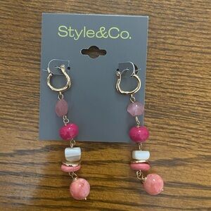 Style & Co. Pink and Gold Beaded Earrings